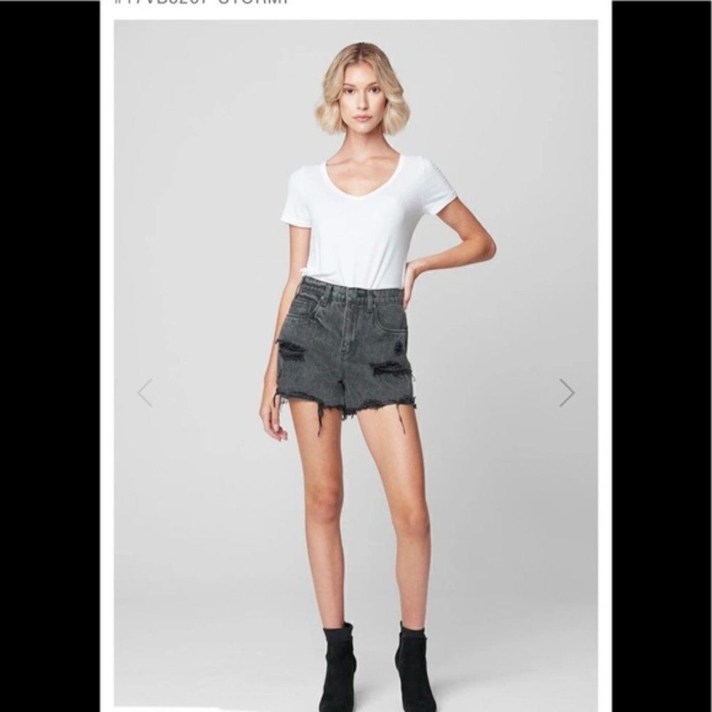 NEW! Blank NYC | 'The Barrow' High-Waist Distressed Shorts - [size 25, Black]